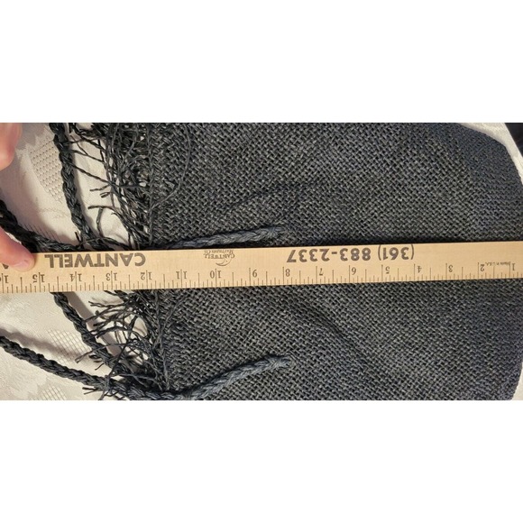 Woven Black Handbag Purse 100% Paper Black Frayed Beach Bag Snap Closed Zip... - Picture 14 of 15